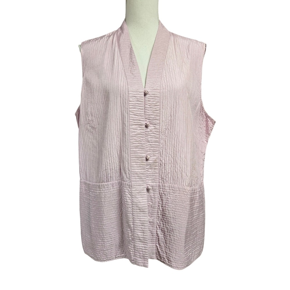Eileen Fisher 100% Silk Habutai Quilted Vest Pink‎ Women's Size 1X